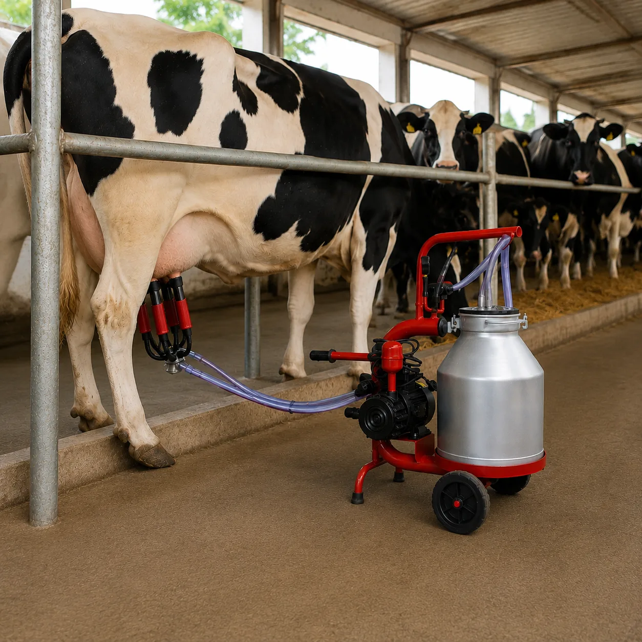 Aparat de muls vaci ProMilk, 1 post, bidon 30L aluminiu, pahare plastic
