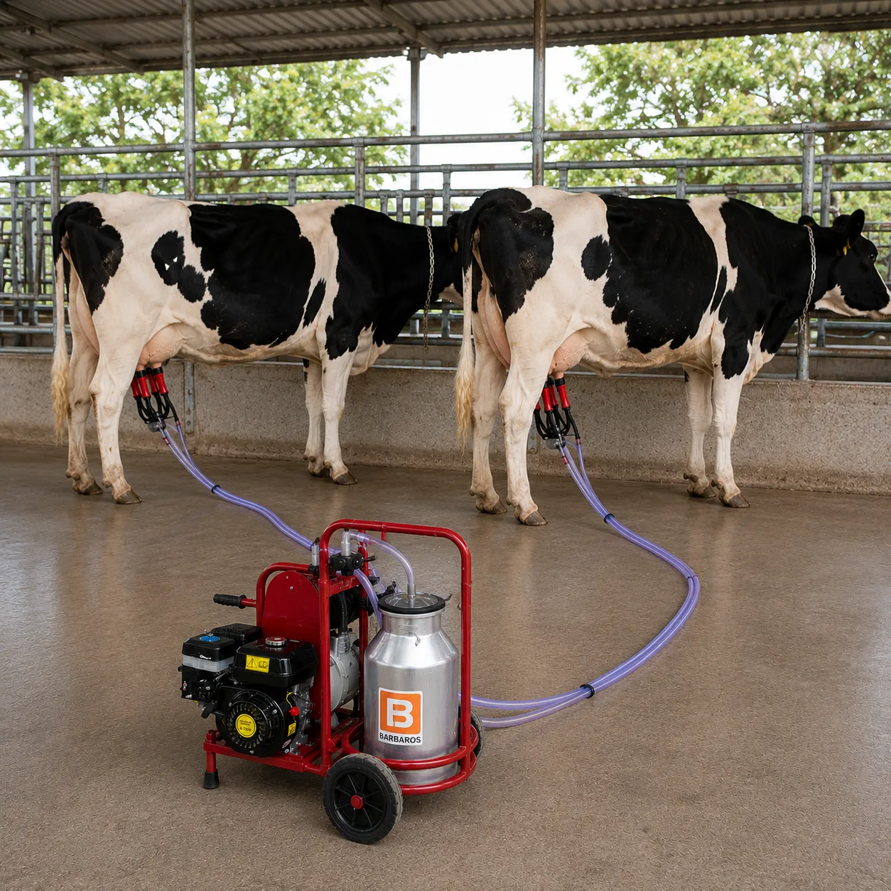 Aparat de muls vaci cu tanc vacuum ProMilk, 2 posturi, bidon 40L inox