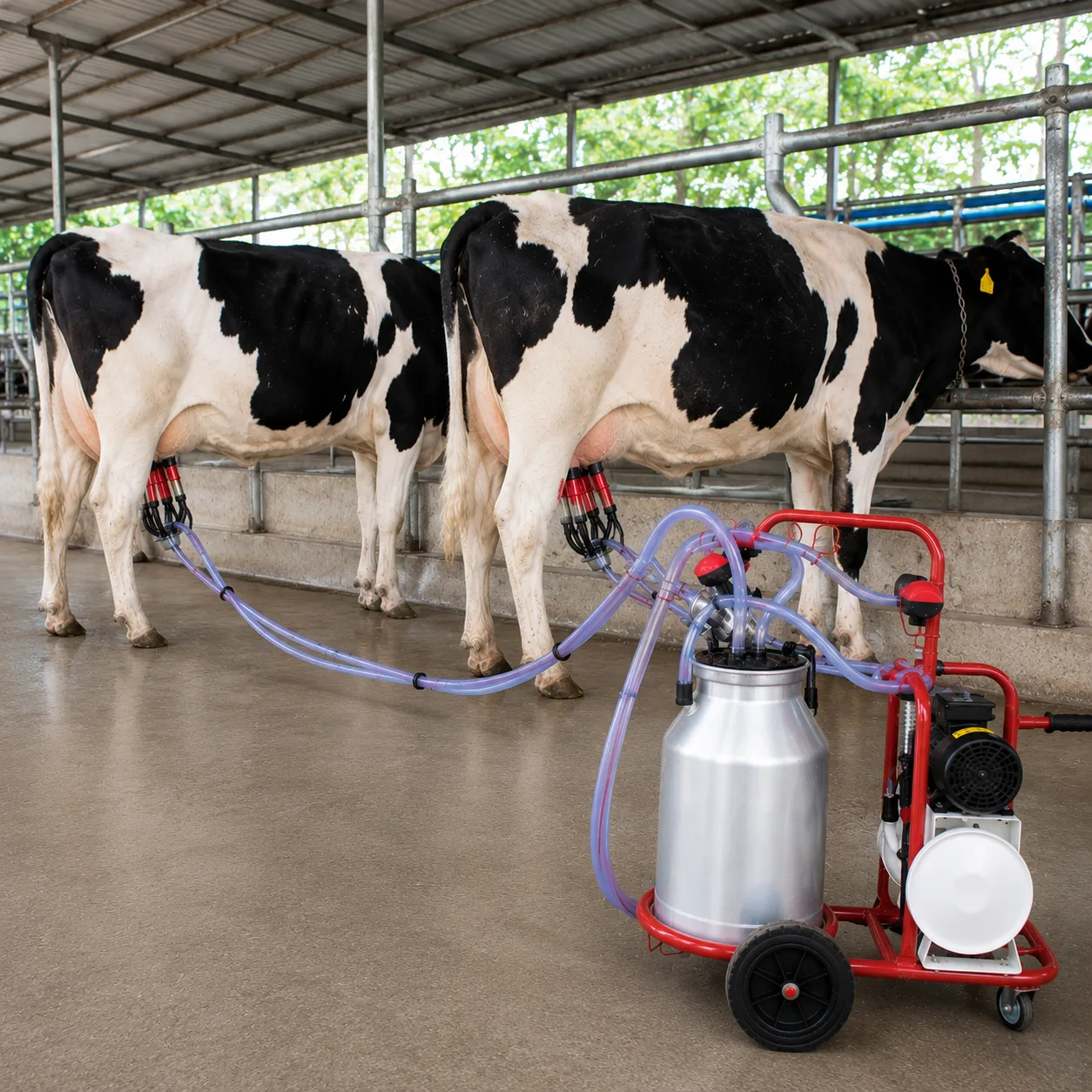 Aparat de muls vaci cu tanc vacuum ProMilk, 2 posturi, bidon 40L aluminiu