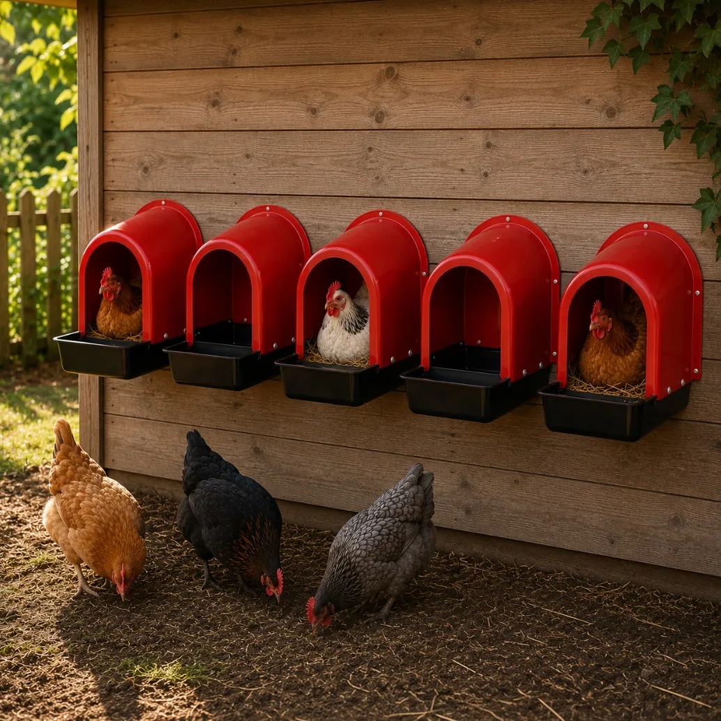 Cuibar pentru pasari ALDO rosu – set 5 bucati cu colector de oua