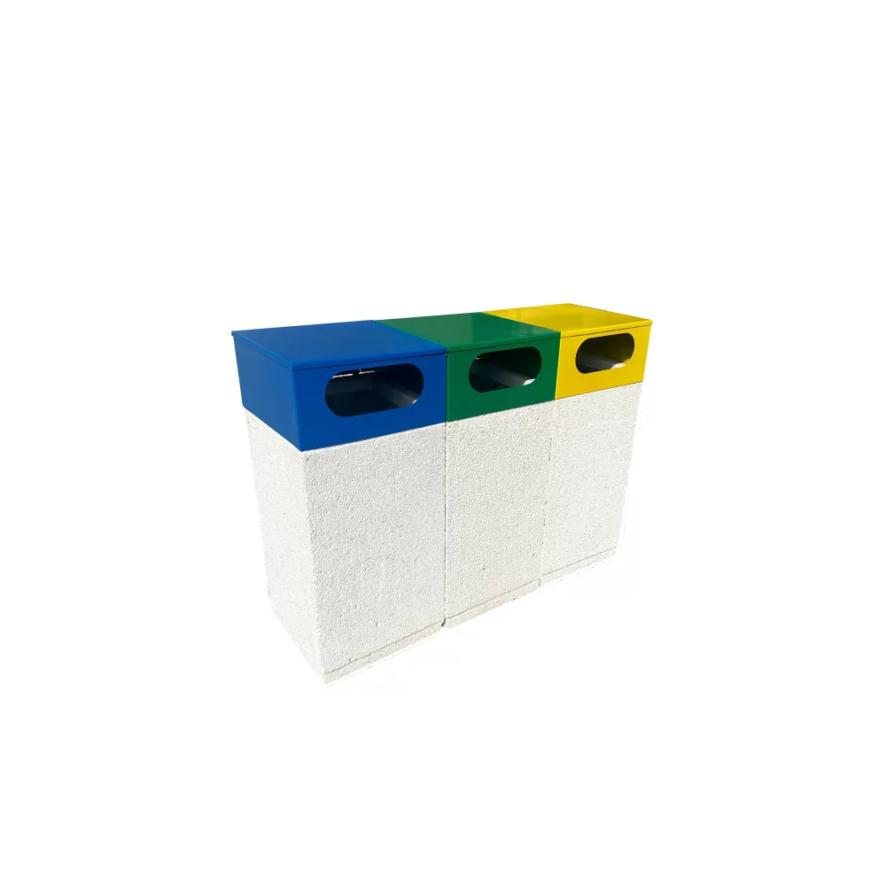 Cos de gunoi selectiv din beton alb Trio 38×70 cm