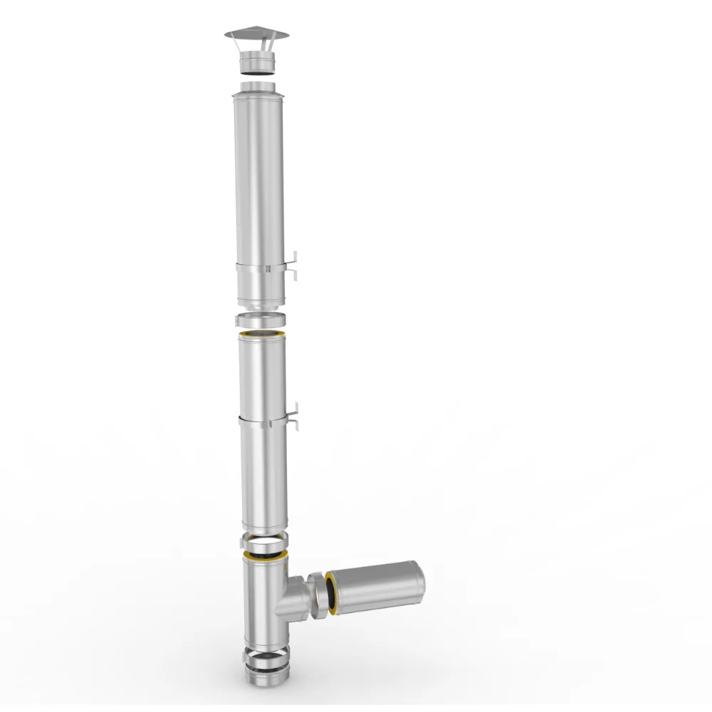 Kit cos de fum din inox, h 6 m, ø 160 mm, suspendat